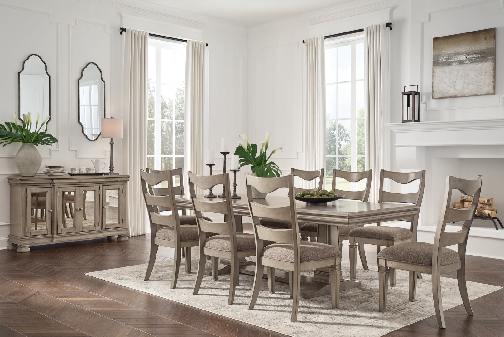 Lexorne Dining Table and 8 Chairs with Storage