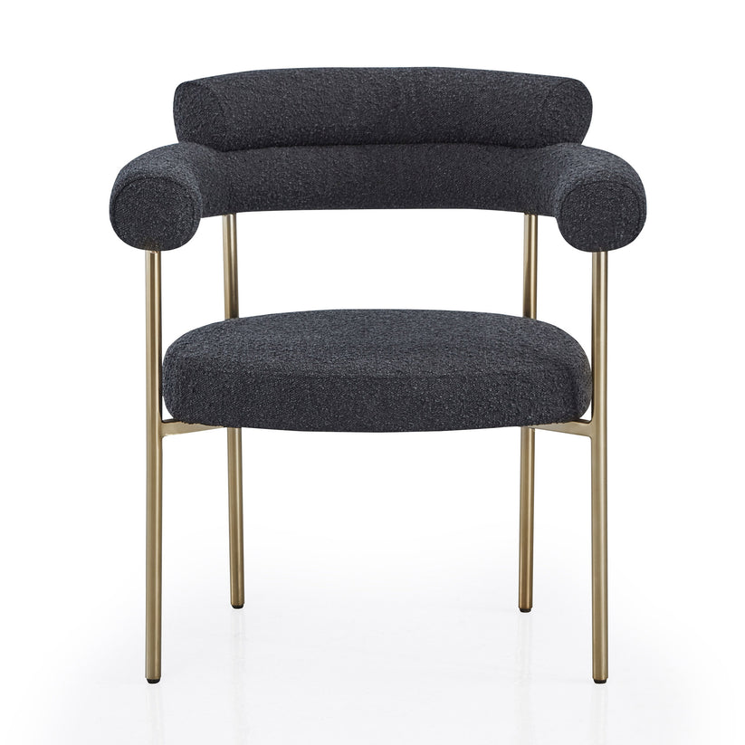 Granule Fabric Dining Chairs with Brushed Gold or Black Base