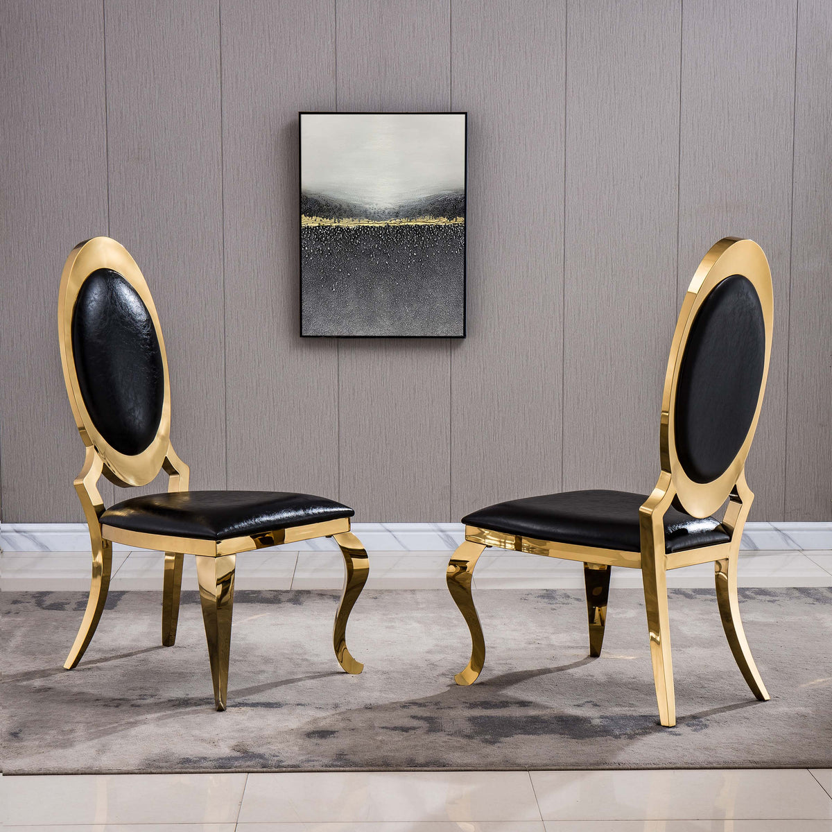 Artisan Faith-Louise Dining Chairs (Set of 2) Black Gold
