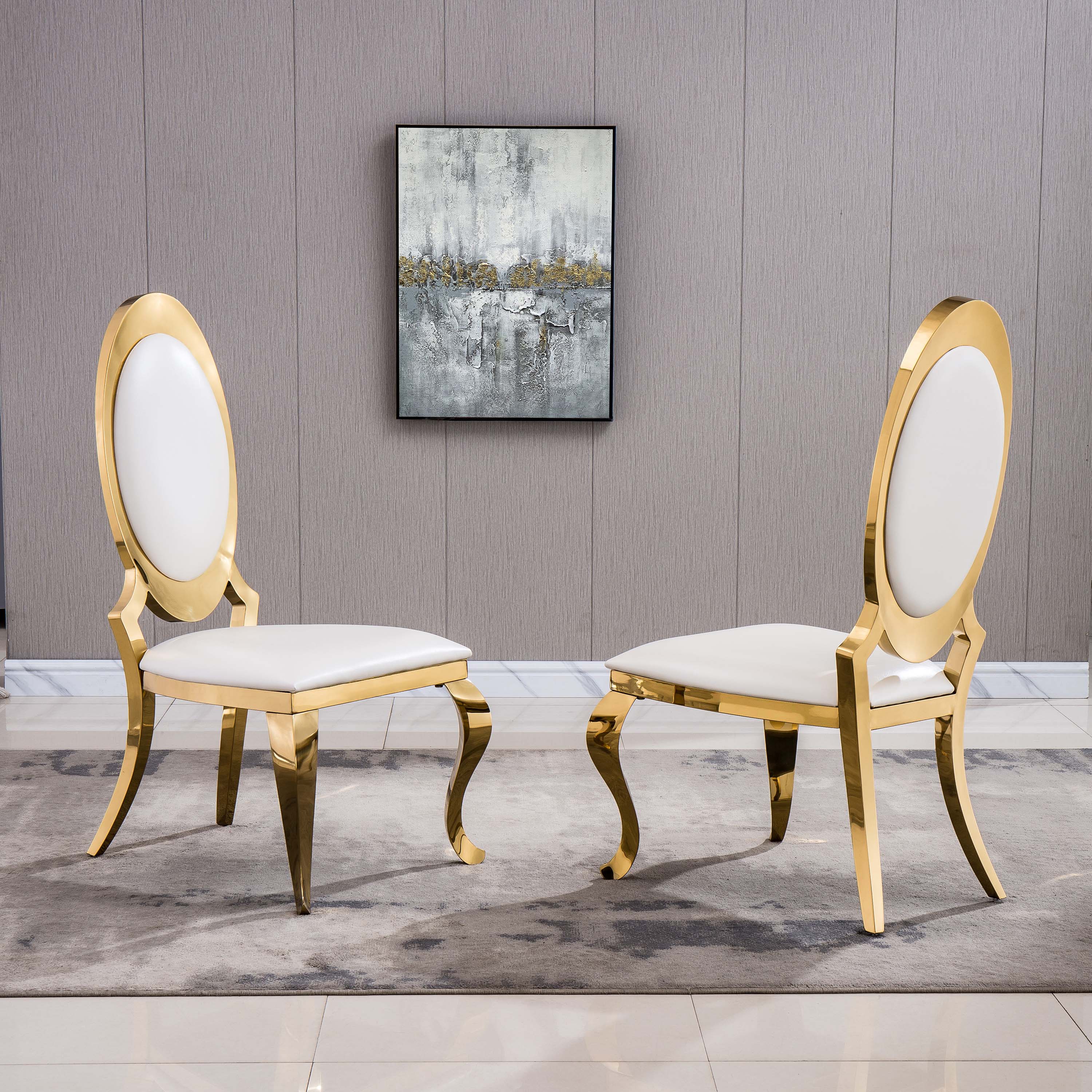 Artisan Faith-Louise Dining Chairs (Set of 2) Gold White
