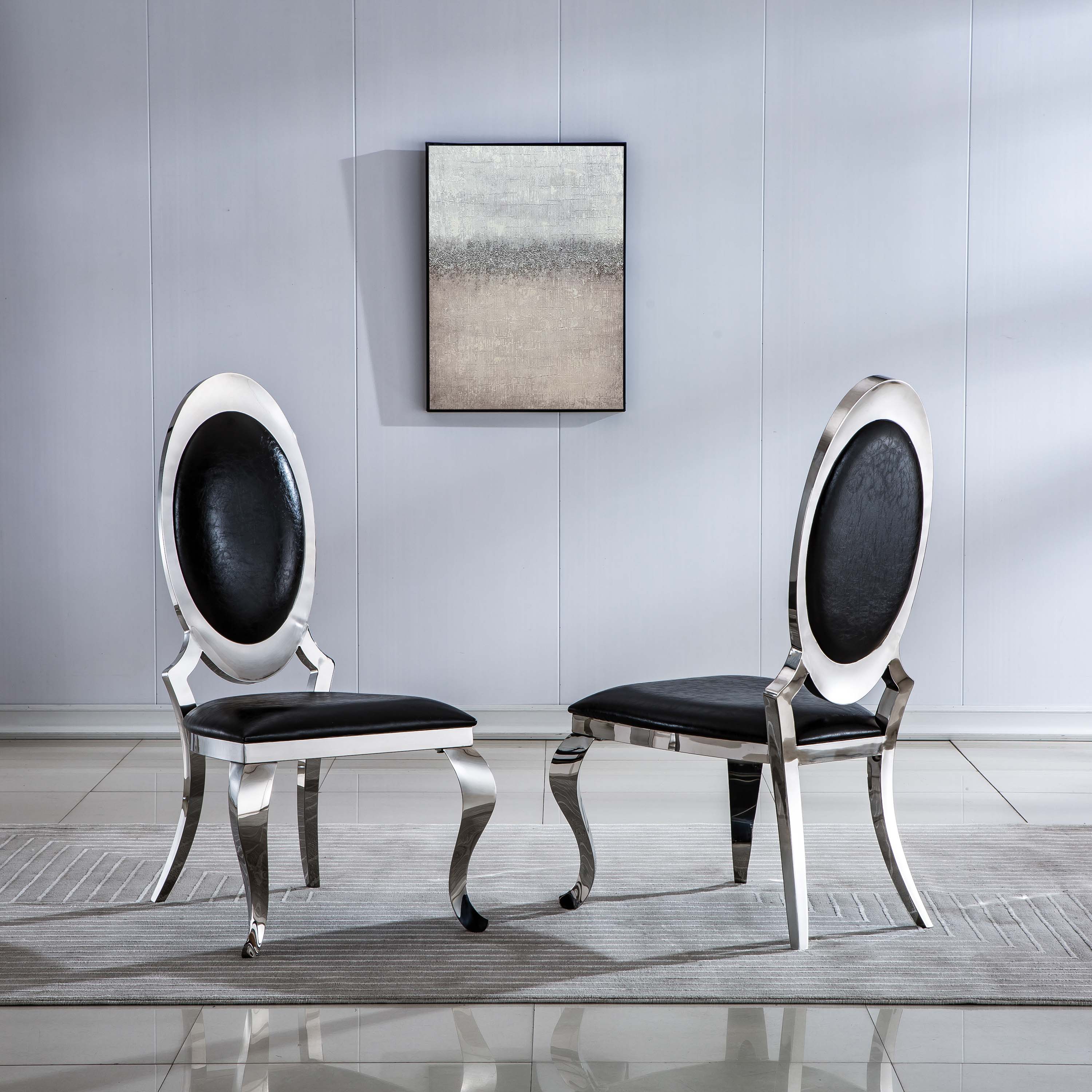 Artisan Faith-Louise Dining Chairs (Set of 2) Black Silver