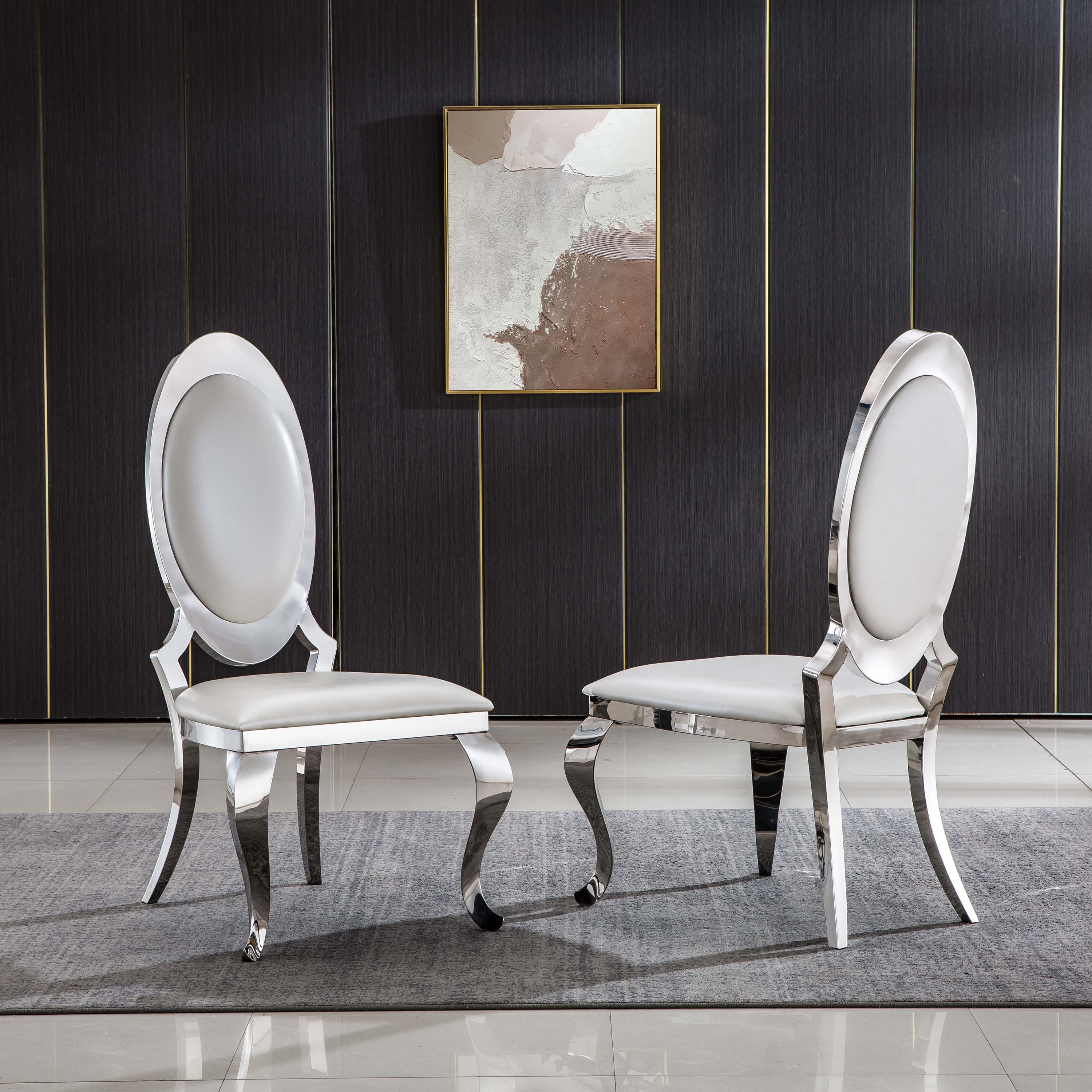 Artisan Faith-Louise Dining Chairs (Set of 2) White Silver