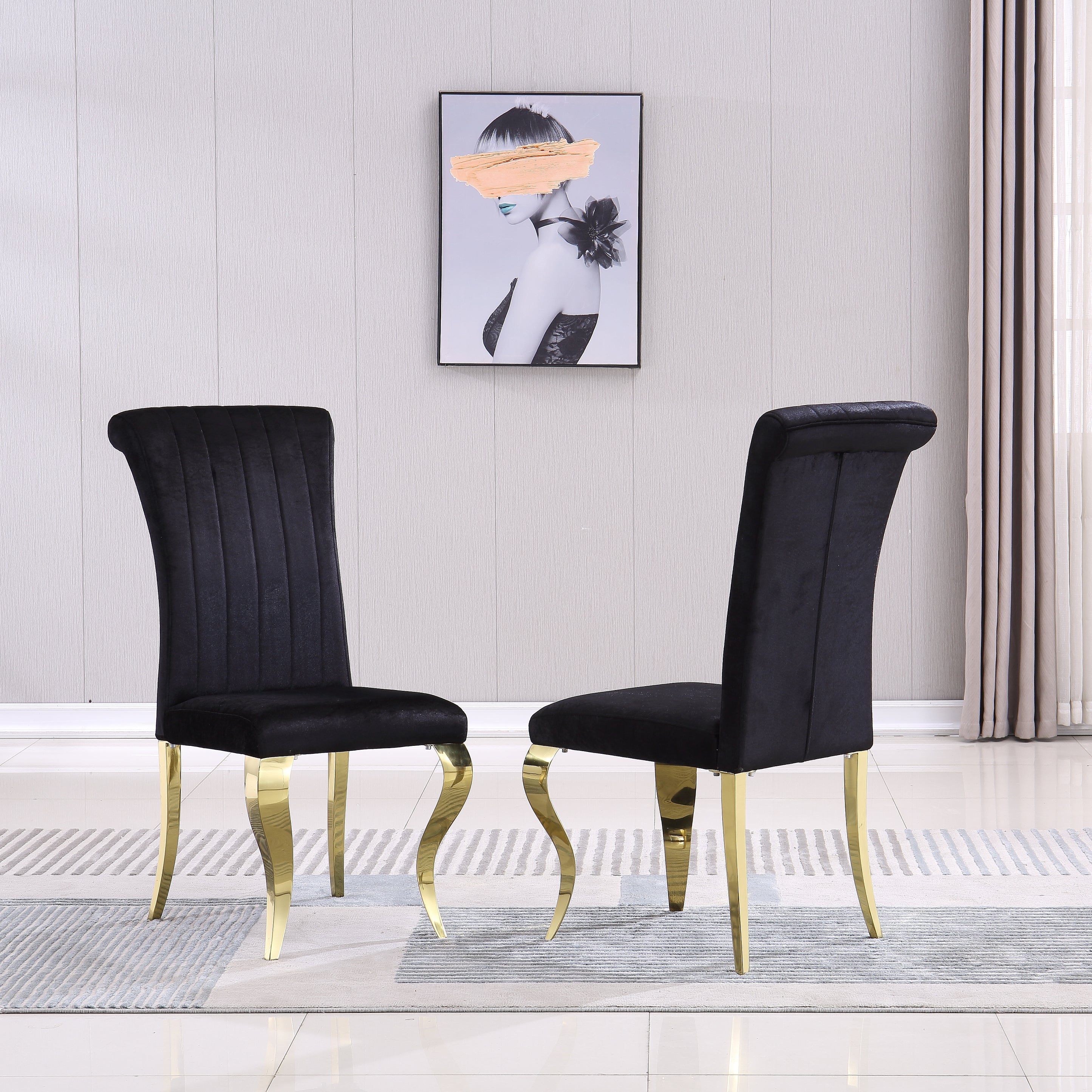 Artisan Gabreille Dining Chairs (Set of 2) Black Gold