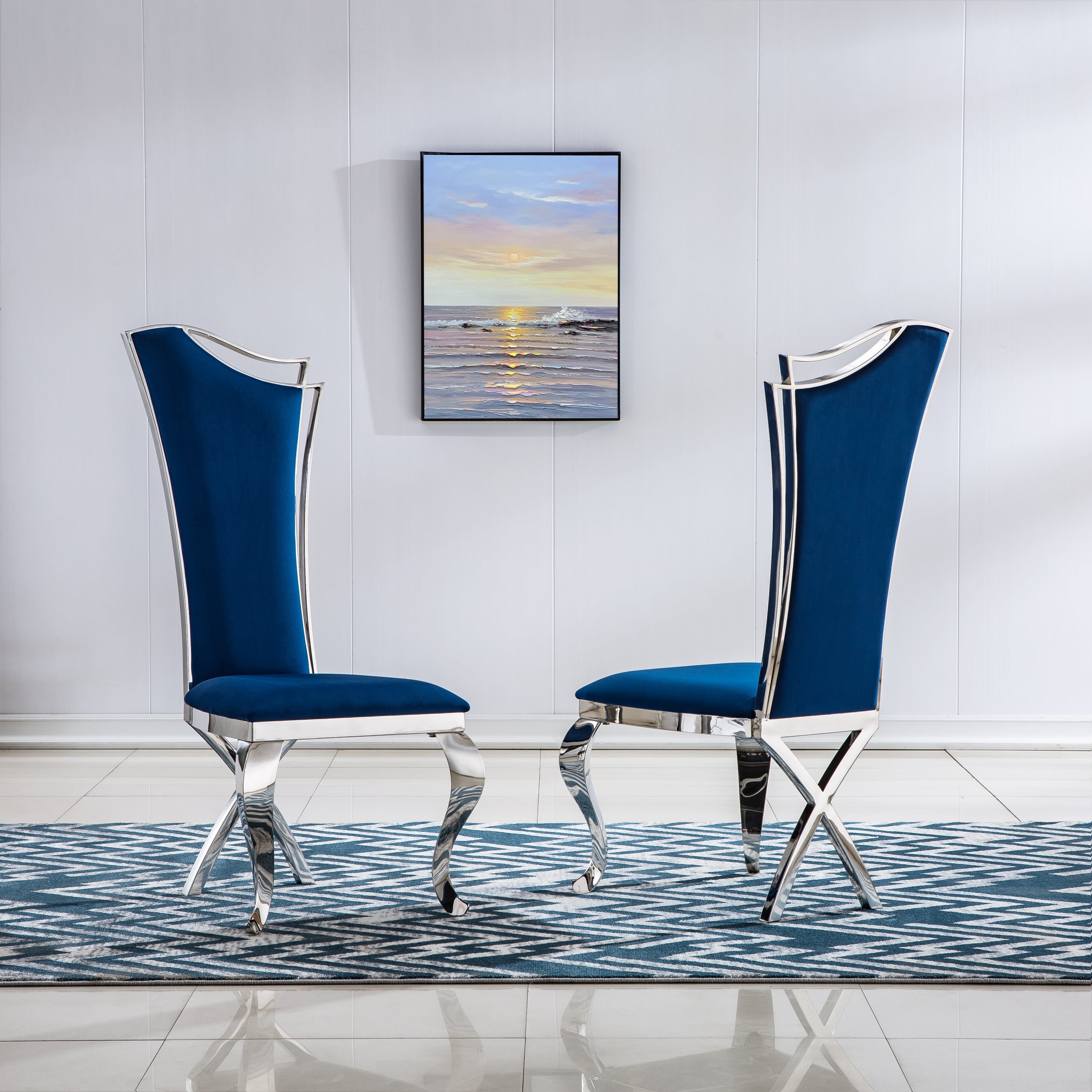 Artisan Diovanni Dining Chairs (Set of 2) Blue Velvet