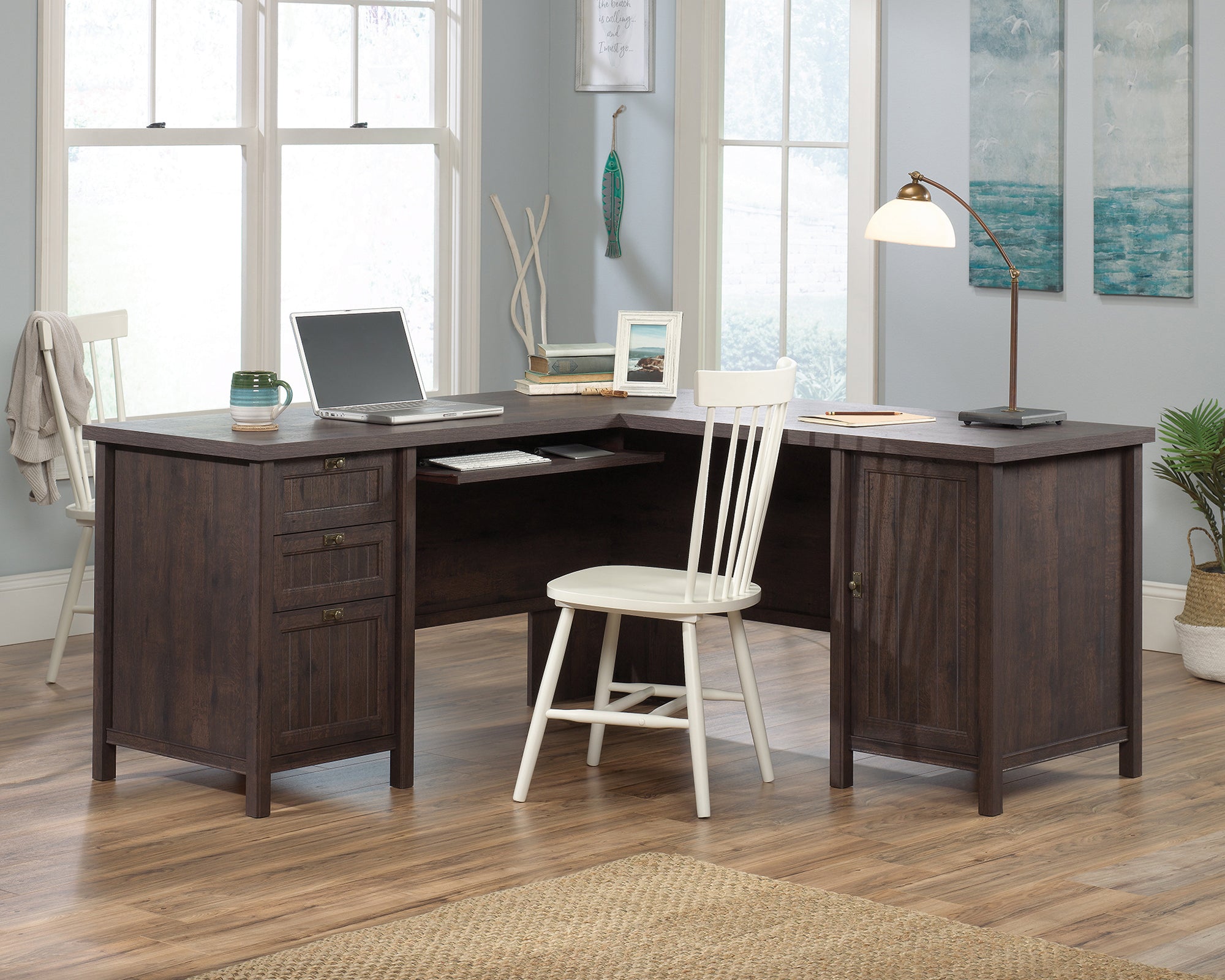 Costa L-Shaped Desk Coffee Oak