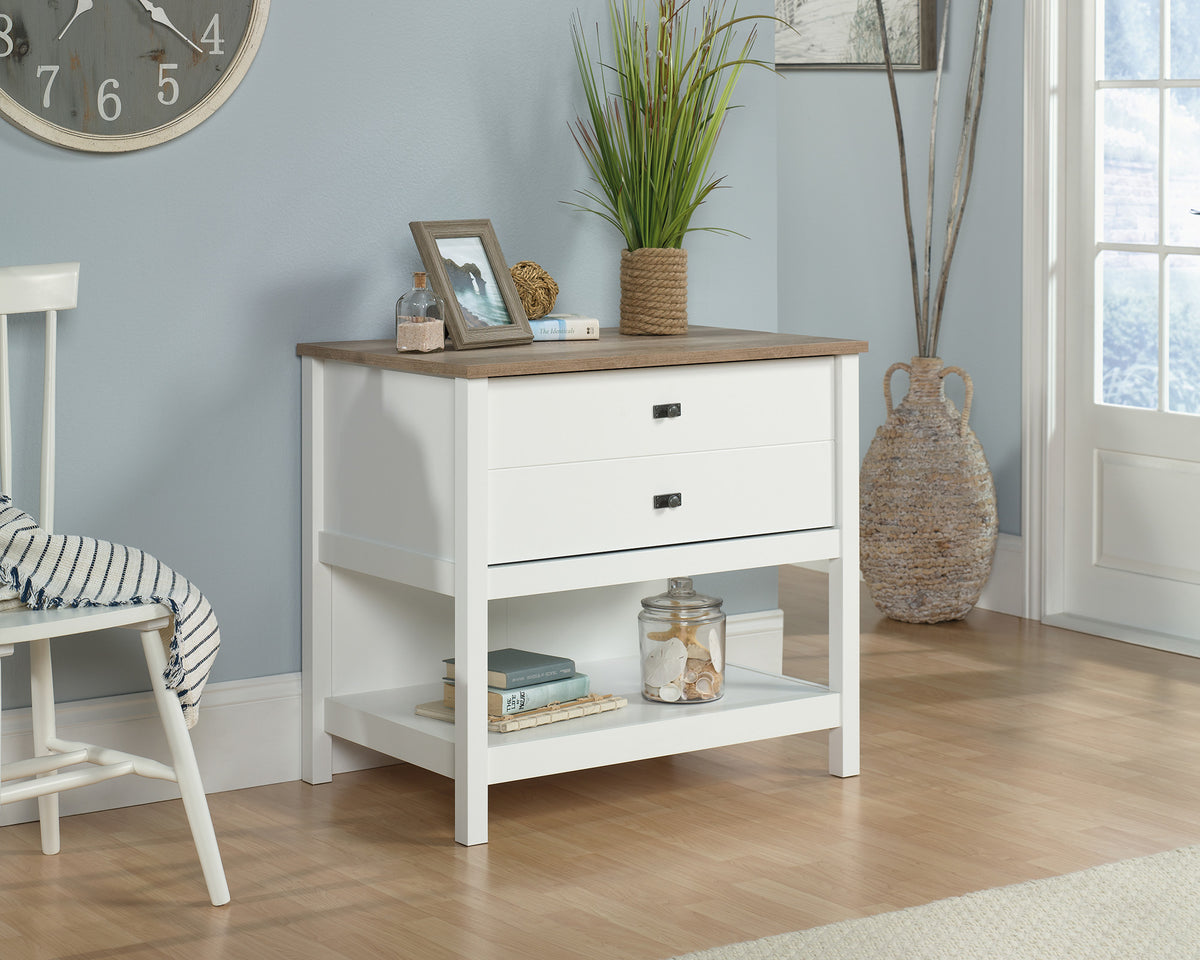 Cottage Road  White Lateral File Cabinet with Wood Accent