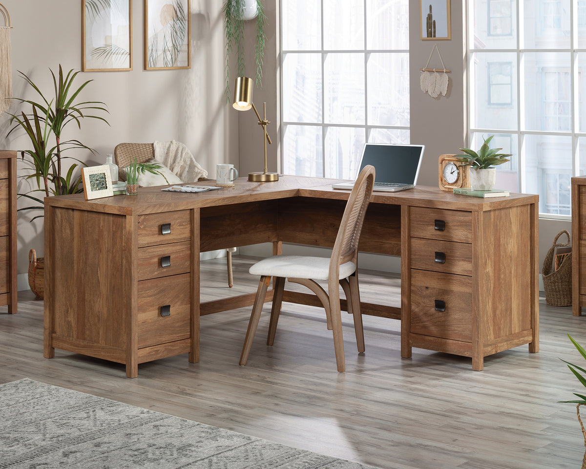 Cannery Bridge  L-Shaped Desk with 6 Storage Drawers