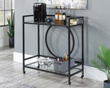 International Lux Rolling Glass & Metal Bar Cart in Black