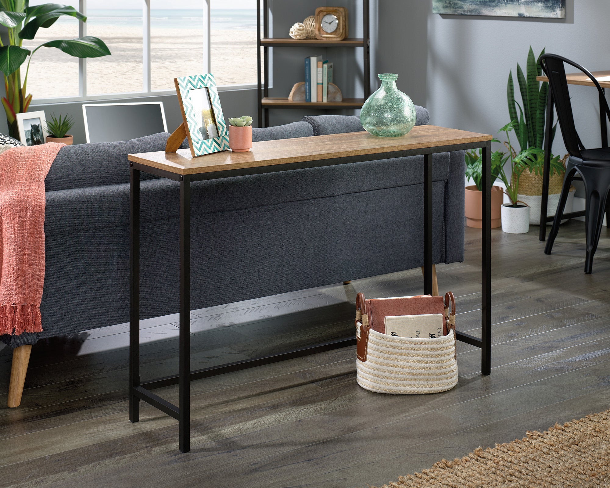 North Avenue  Narrow Metal and Wood Console Table