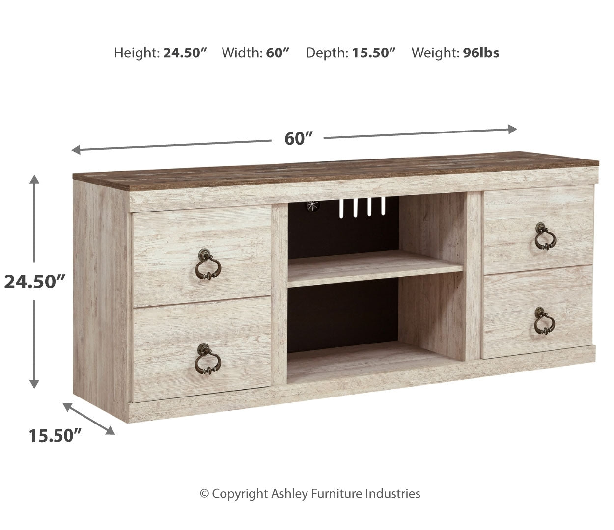 Willowton LG TV Stand w/Fireplace Option