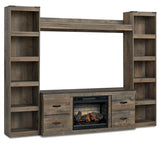 Trinell 4-Piece Entertainment Center with Electric Fireplace