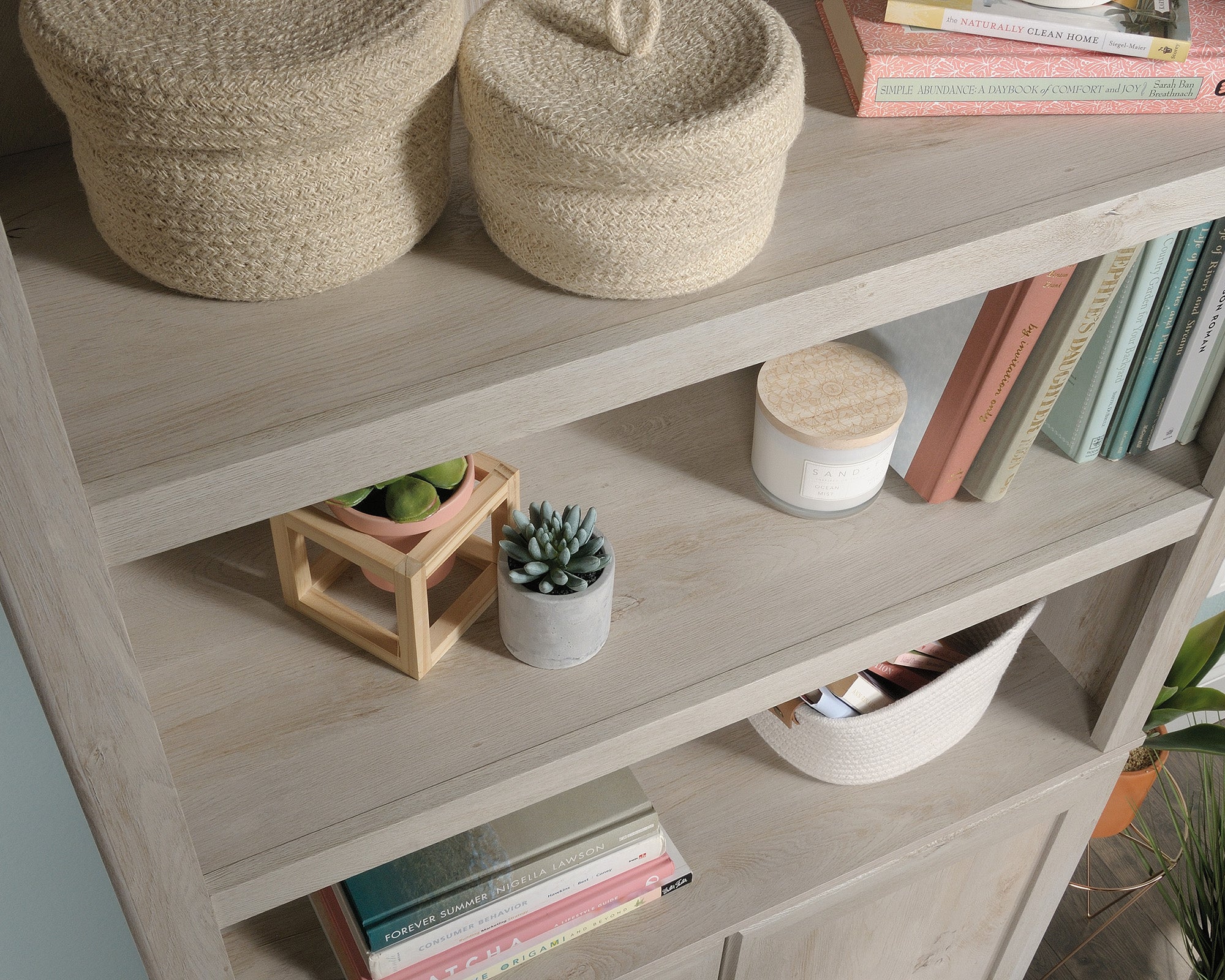 Sauder Select Bookcase With Doors Chalked Chestnut