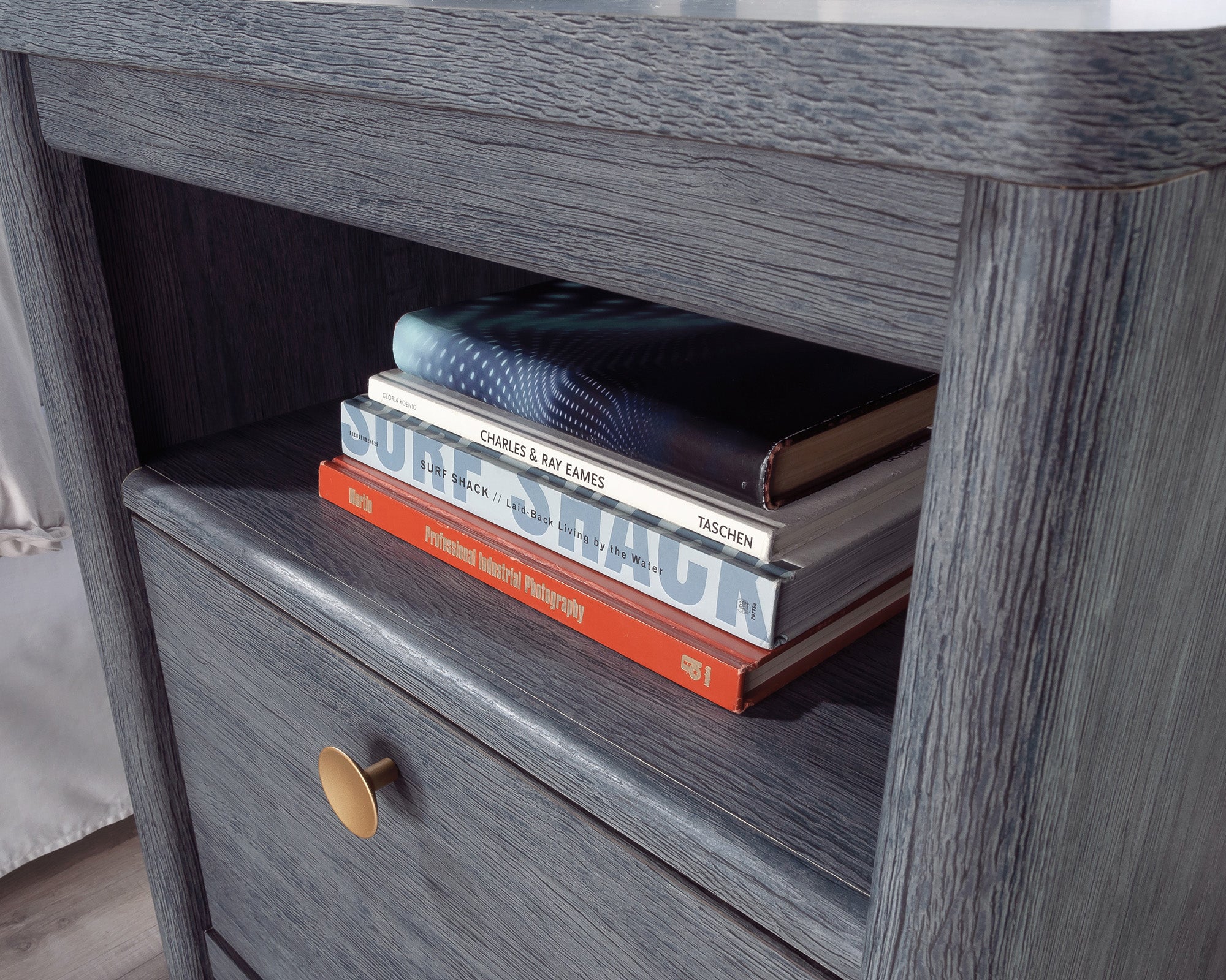 Dover Edge  Night Stand with Drawer in Denim Oak