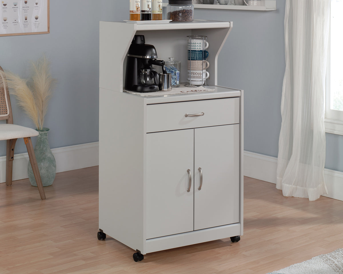 Sauder Select Microwave Kitchen Cart in Modern Grey