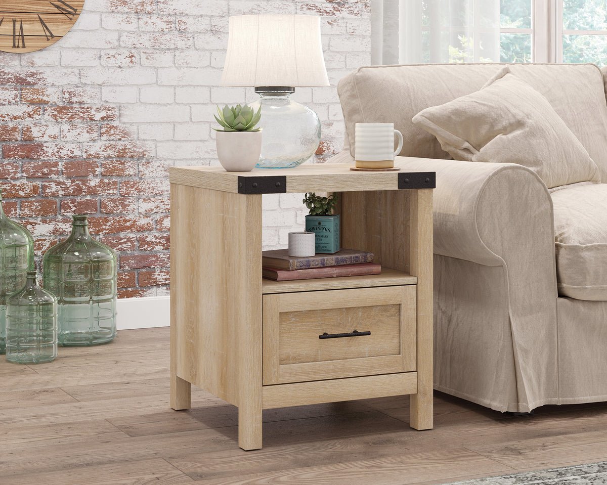 Bridge Acre  Wood Side Table with Drawer in Orchard Oak