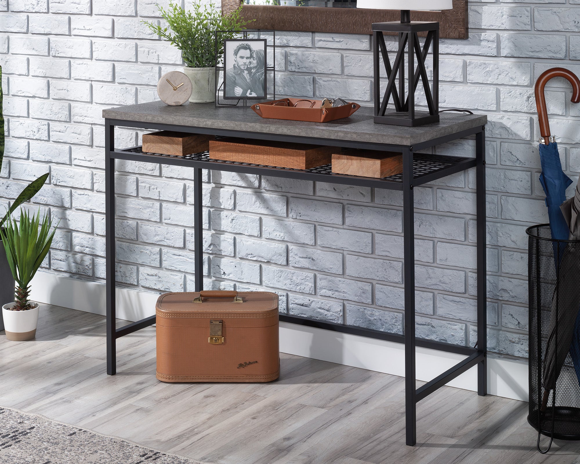 Market Commons  Writing Desk with Storage in Slate Gray