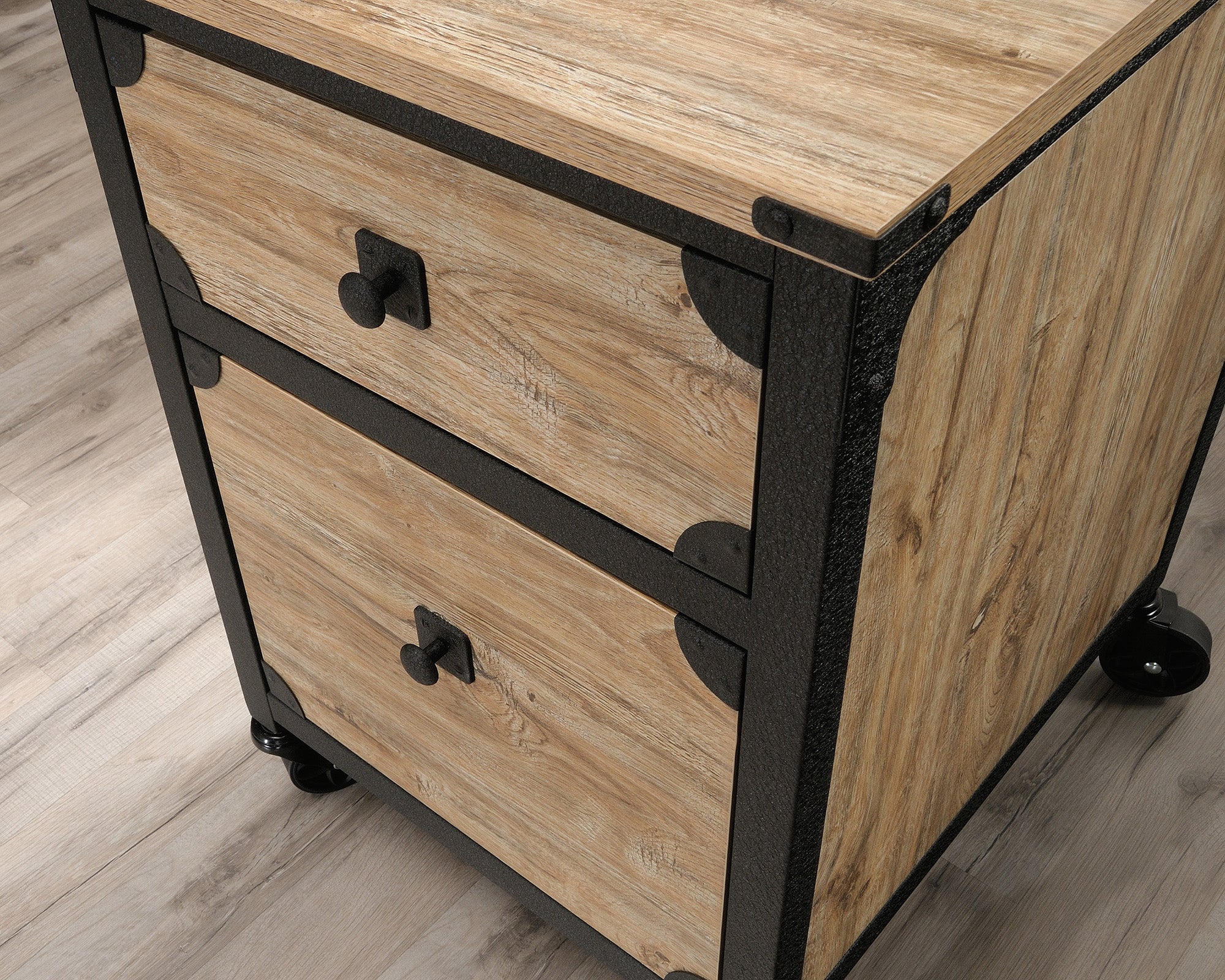 Steel River  Metal & Wood Rolling Pedestal File Cabinet