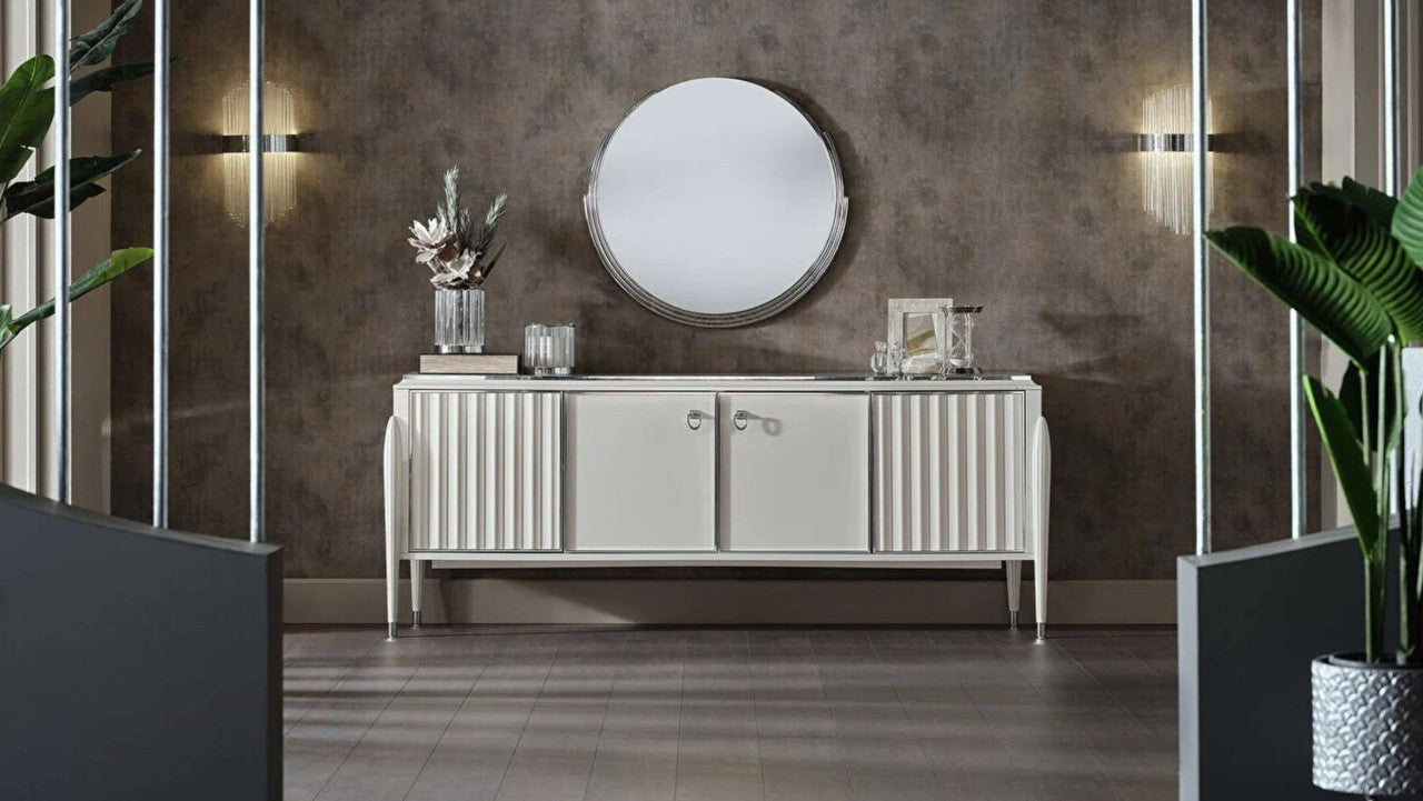 Bellona Gravita Buffet With Mirror/Gravita Marble)/ Ivory Leg by Bellona