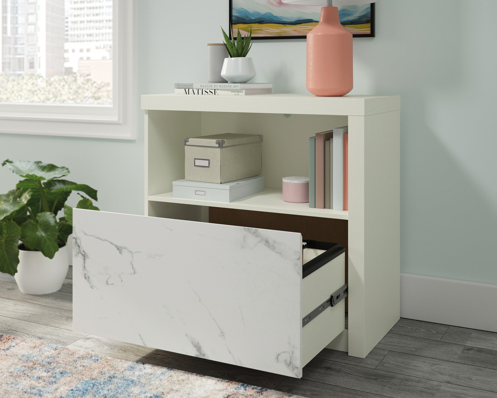 Hudson Court  Lateral File Cabinet with Shelf in Pearl Oak