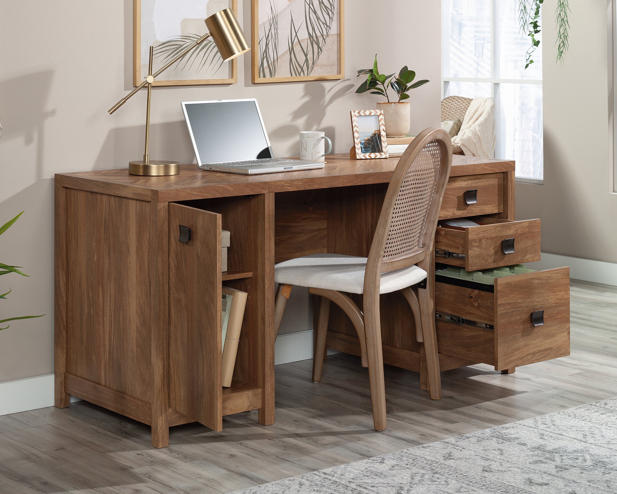 Cannery Bridge  Computer Desk with Drawers and Door