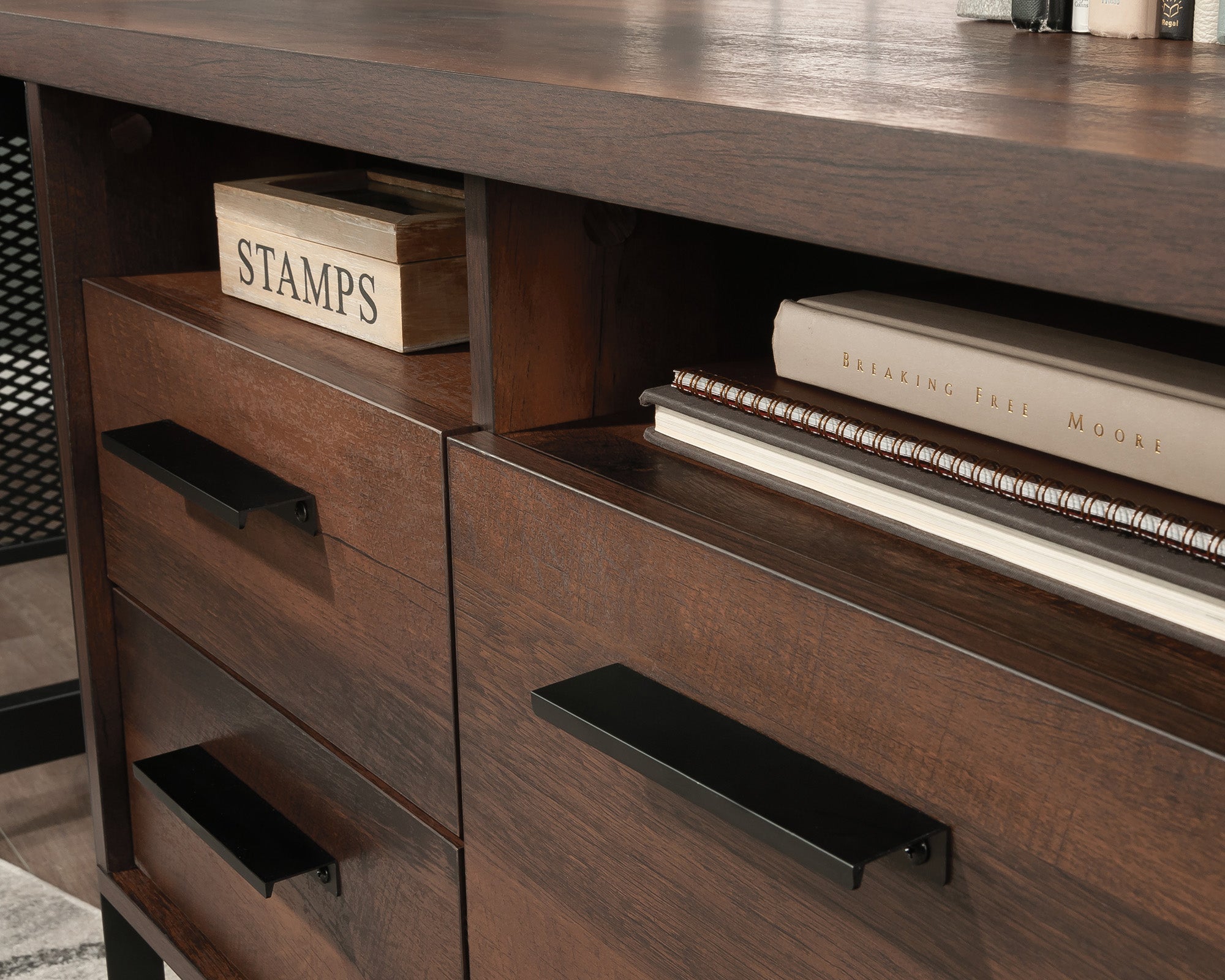 Briarbrook L-Shaped Computer Desk in Barrel Oak