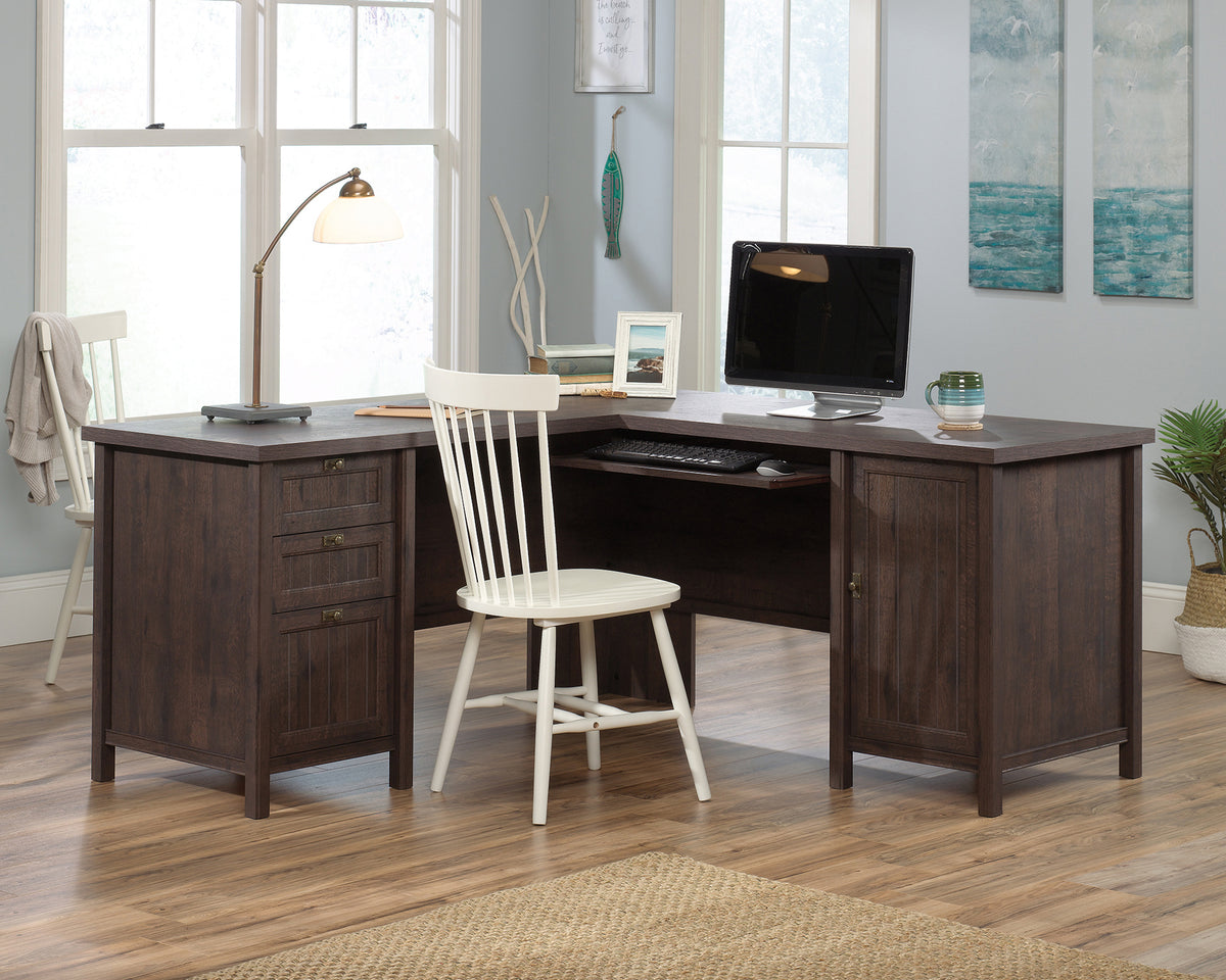 Costa L-Shaped Desk Coffee Oak