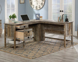 Granite Trace  L-Shaped Home Office Desk in Rustic Cedar