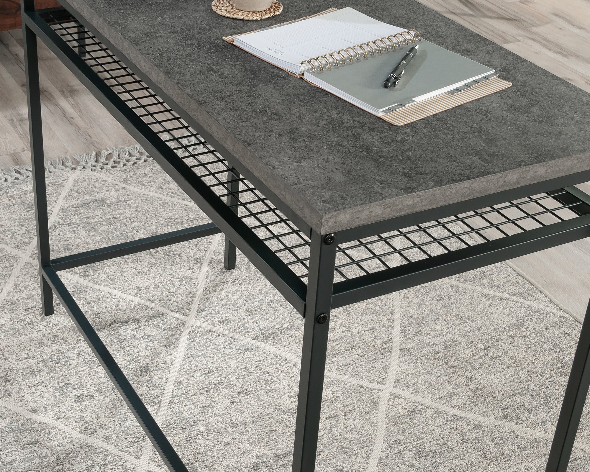 Market Commons  Writing Desk with Storage in Slate Gray