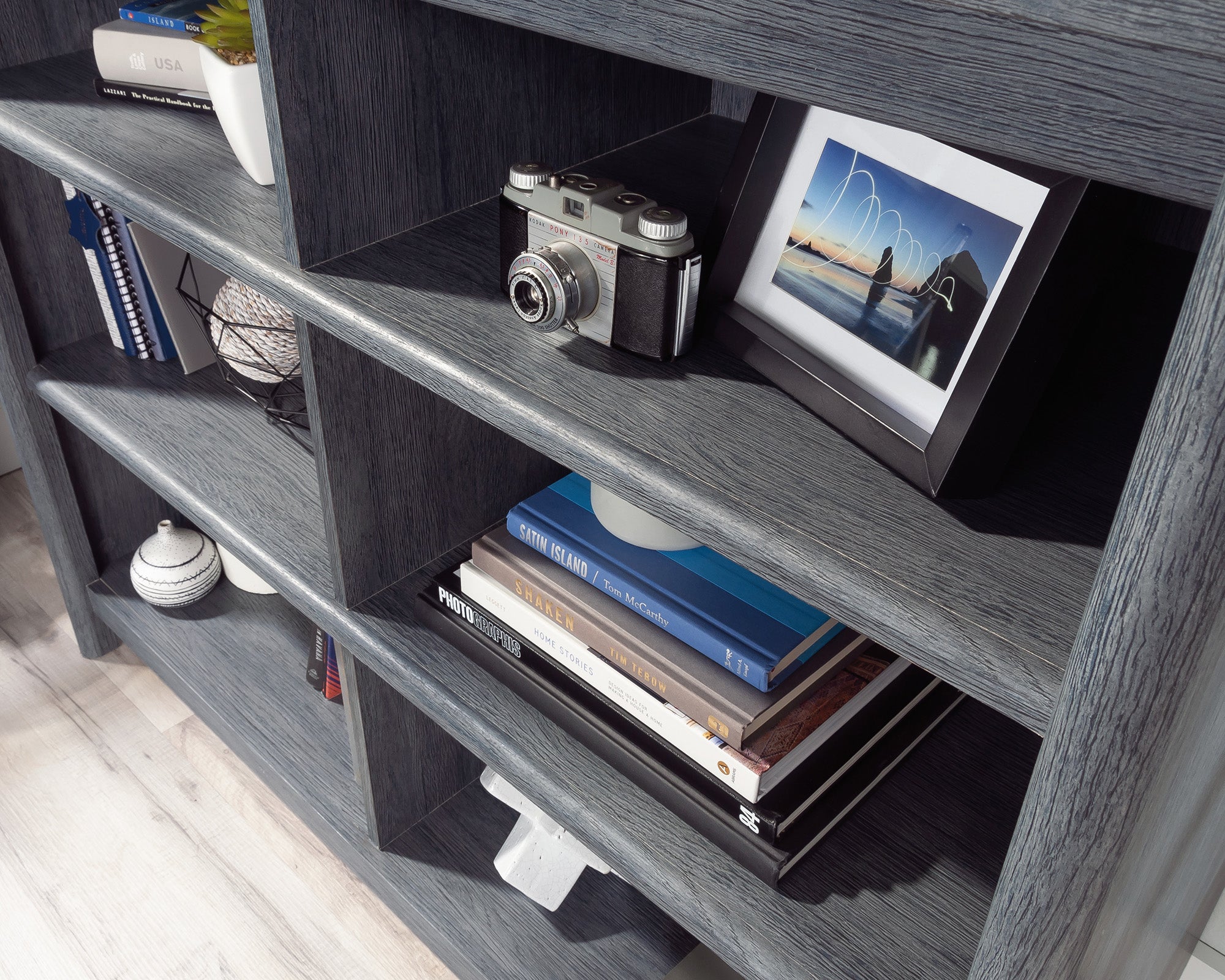 Dover Edge  Cubby Storage Bookcase in Denim Oak