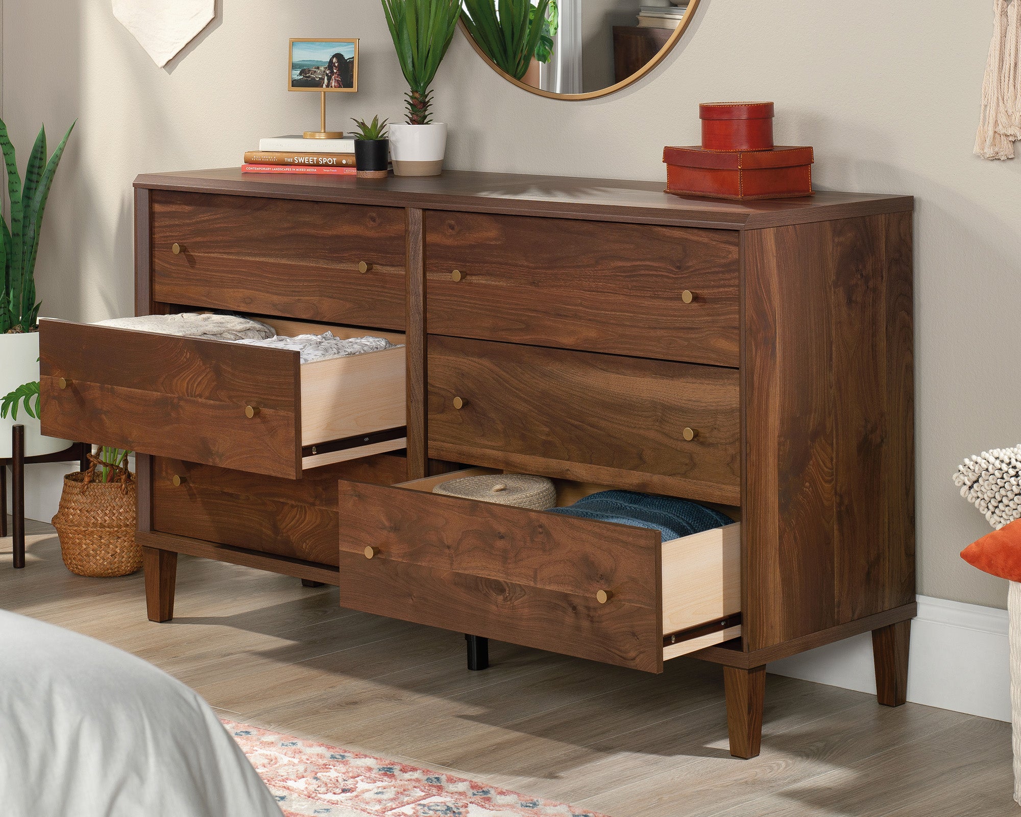 Willow Place  6-Drawer Bedroom Dresser in Grand Walnut