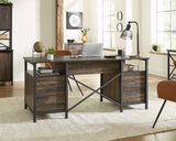 Steel River  Industrial Desk with Drawers in Carbon Oak