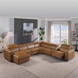 Artisan Aneila Leather Sectional with Bluetooth Speaker Orange