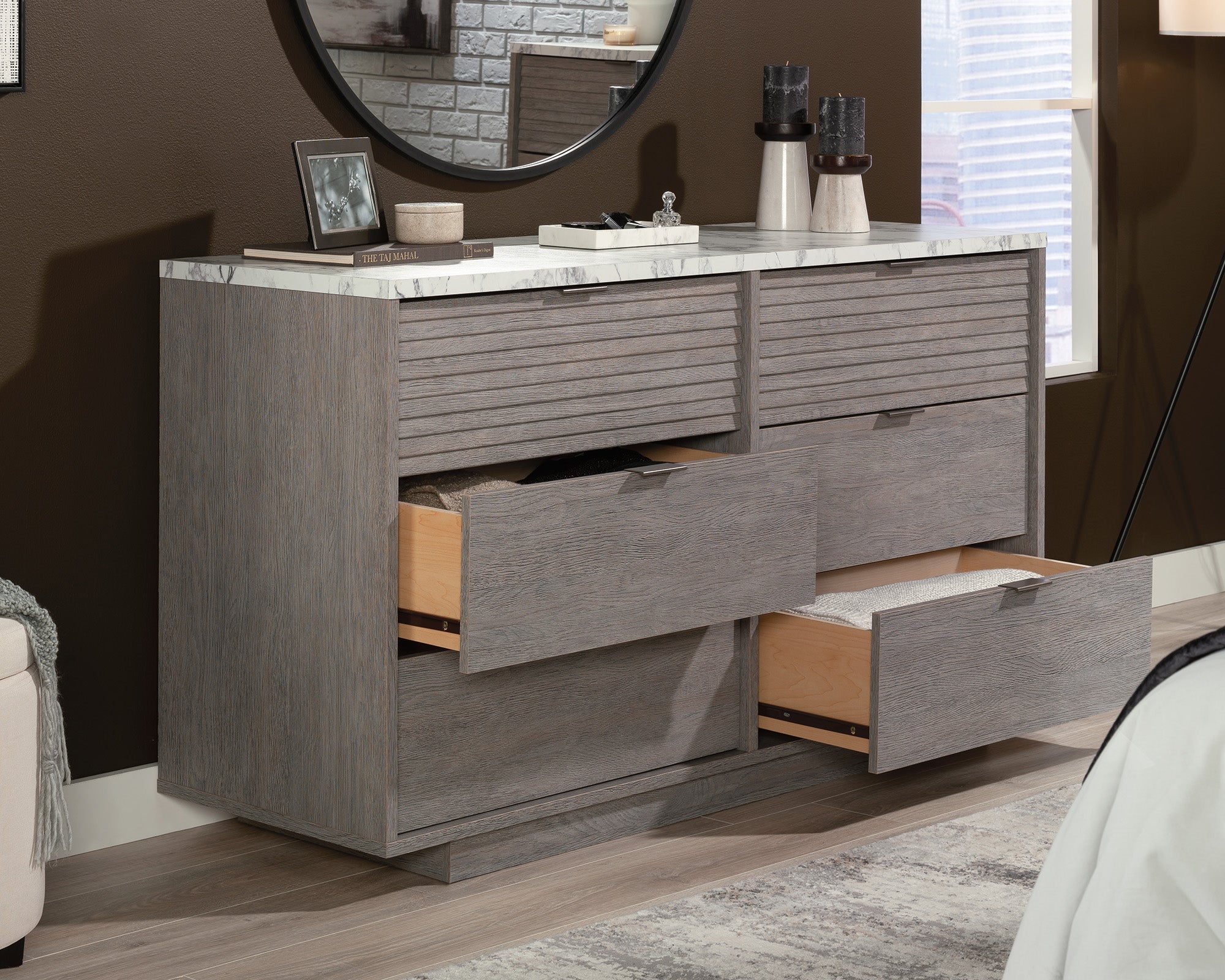 East Rock  Contemporary 6-Drawer Dresser in Ashen Oak