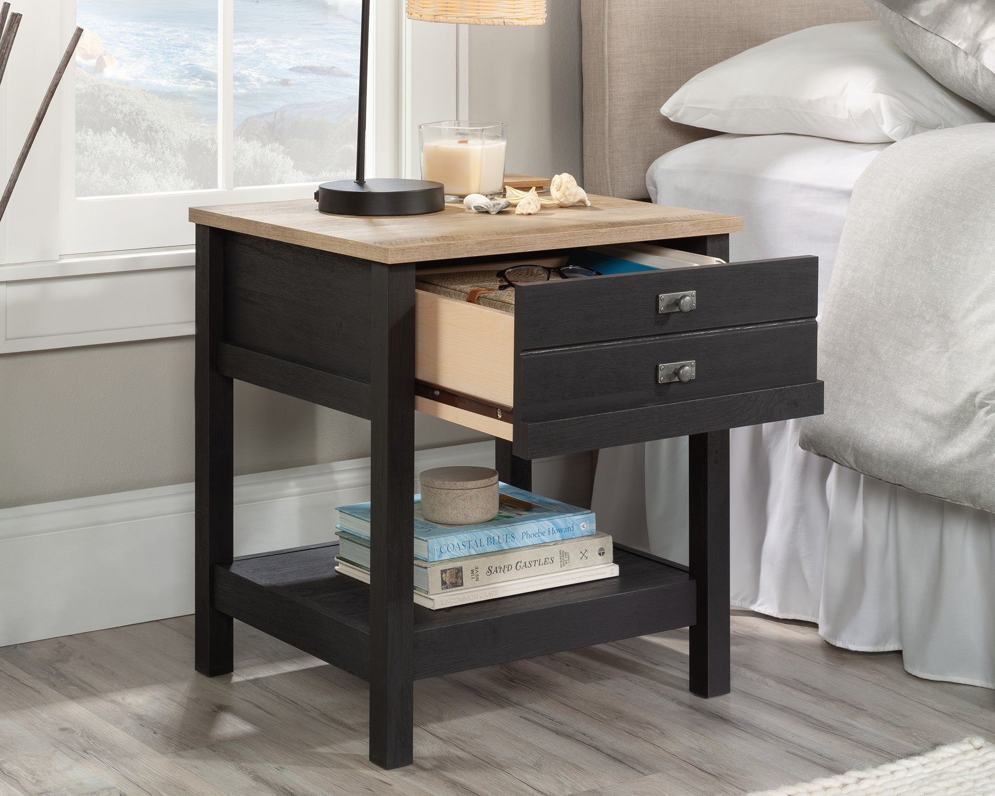 Cottage Road  Night Stand with Drawer in Raven Oak