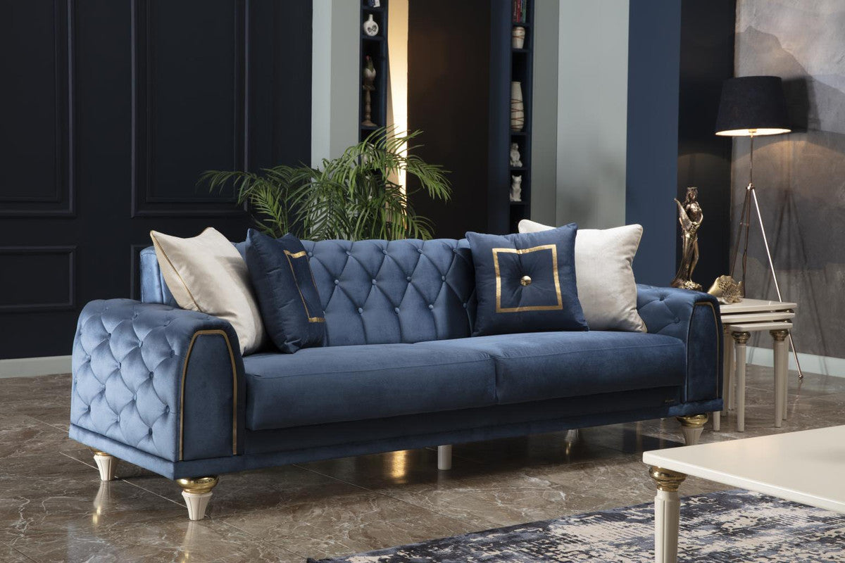 Bellona Mistral 3 Seat Sleeper Sofa (Duca Navy) 3 Pieces by Bellona