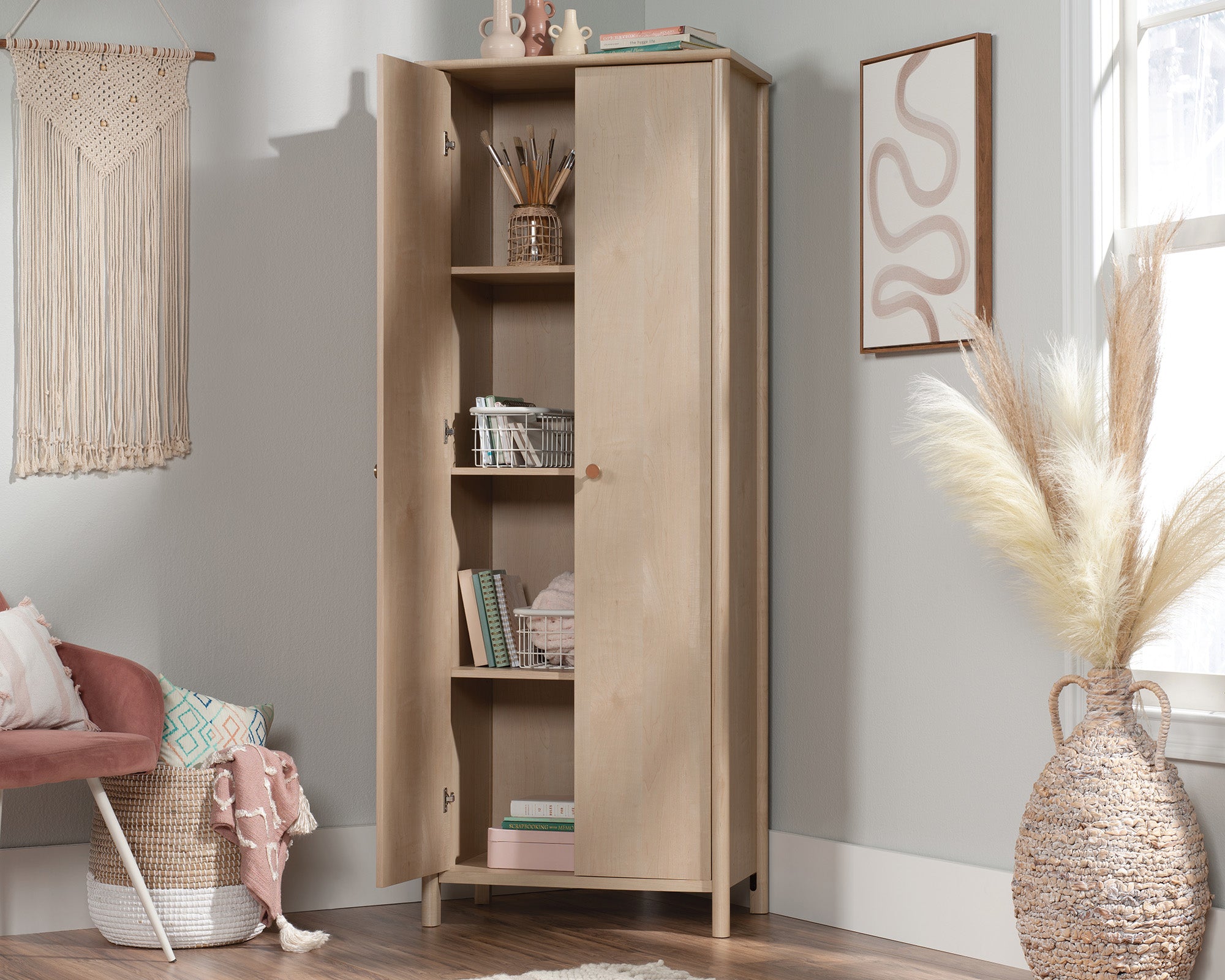 Sauder Select Two-Door Storage Cabinet in Natural Maple