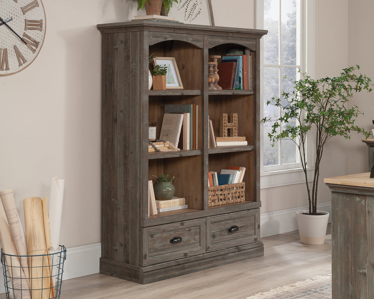 Sonnet Springs  6-Shelf Bookcase with Drawers in Pebble Pine