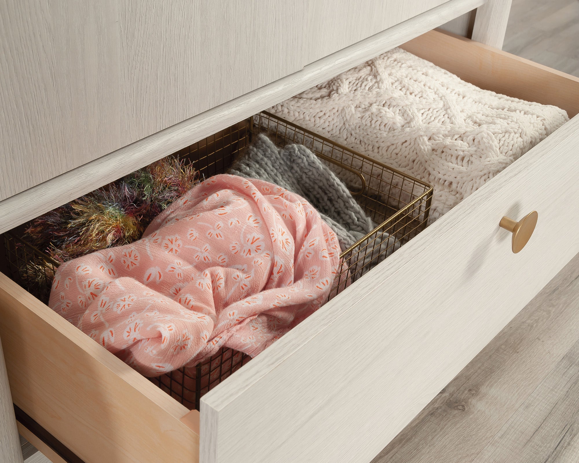 Dover Edge  Bedroom Armoire with Drawer in Glacier Oak