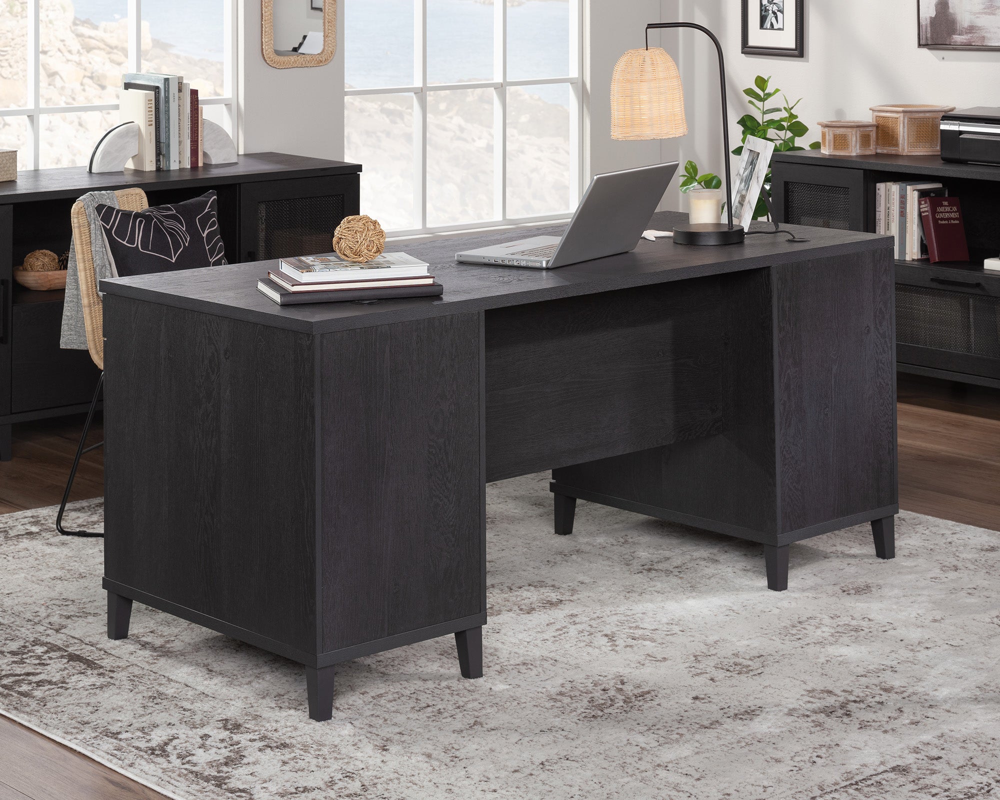 Tiffin Line  Executive Double Ped Desk in Raven Oak