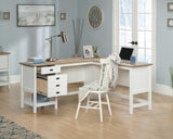 Cottage Road  White L-Shaped Desk with Oak Finished Top