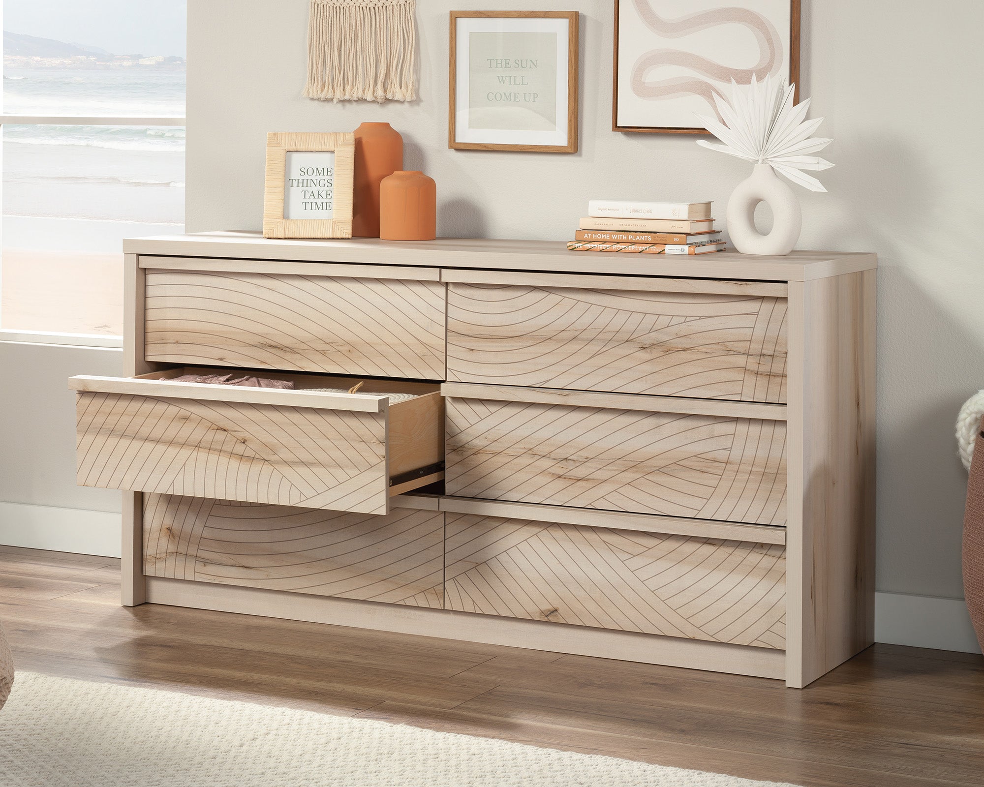 Harvey Park  6-Drawer Wood Dresser in Pacific Maple