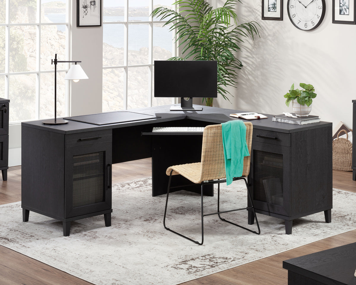 Tiffin Line  L-Shaped Desk with Drawers in Raven Oak