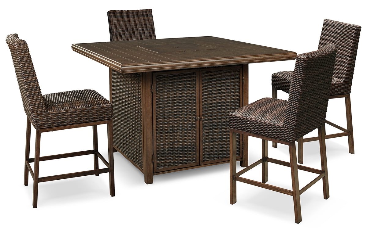 Paradise Trail Outdoor Counter Height Dining Table with 4 Barstools