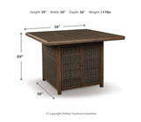 Paradise Trail Square Bar Table w/Fire Pit