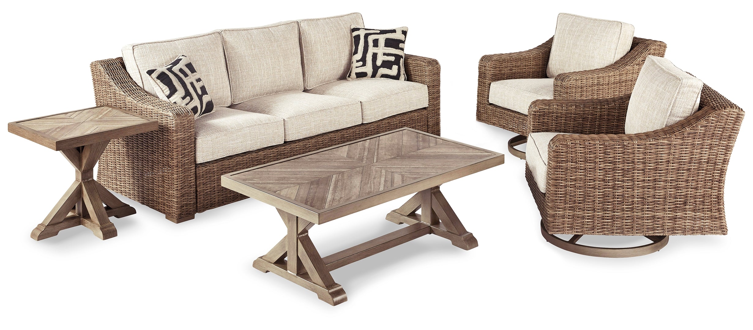 Beachcroft Outdoor Sofa and 2 Lounge Chairs with Coffee Table and 2 End Tables