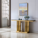 Artisan Gartenbush Sofa Table Black Marble Gold Finish