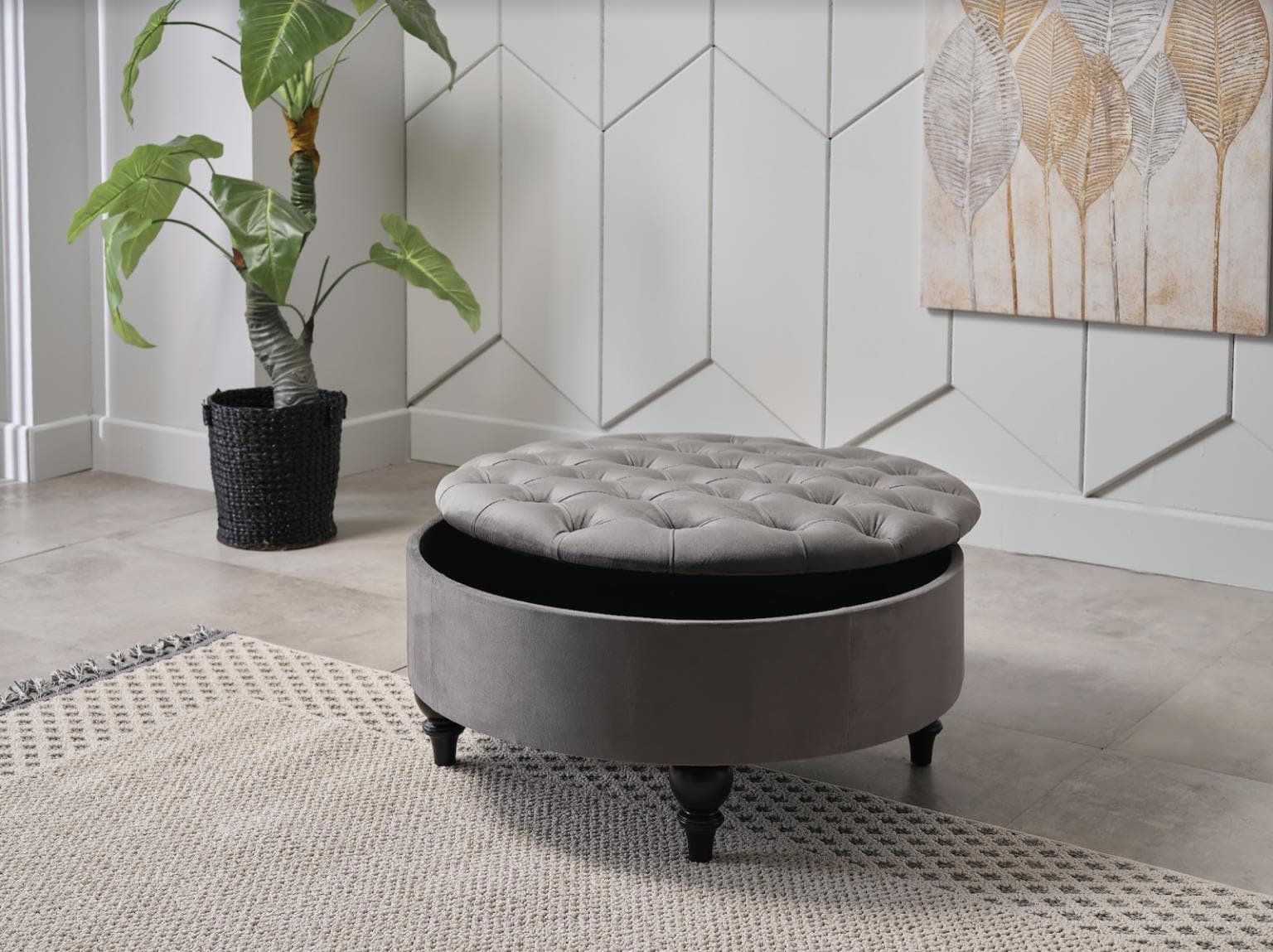 Bellona Suave Storage Ottoman (Vika Grey) by Bellona