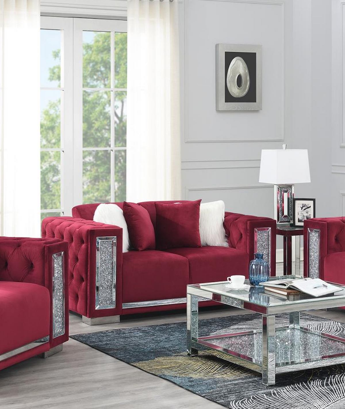 Burgundy Velvet Loveseat