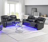 Gray Power Reclining Sofa W/Led Light