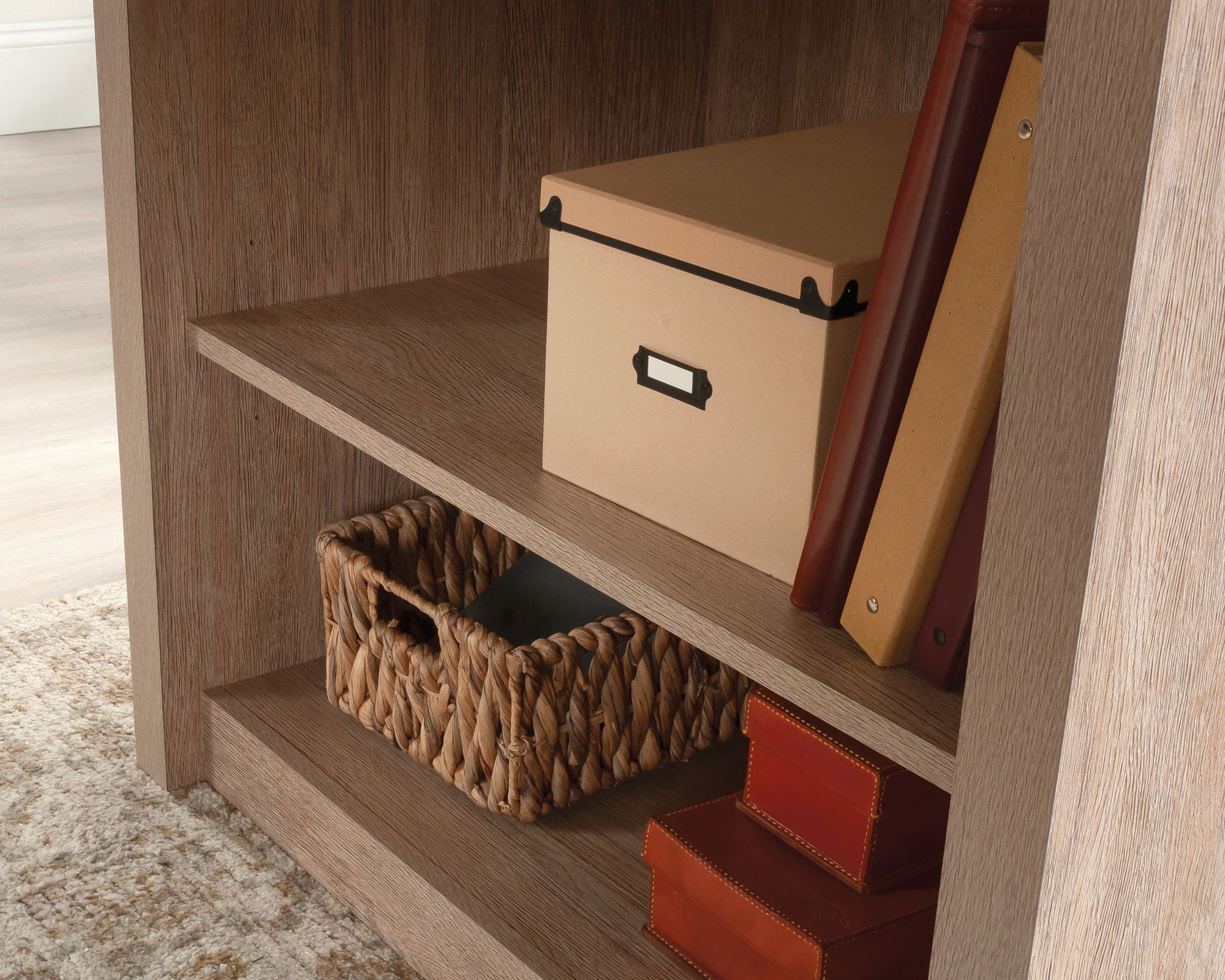 Dixon City  Desk with Storage Shelves in Brushed Oak